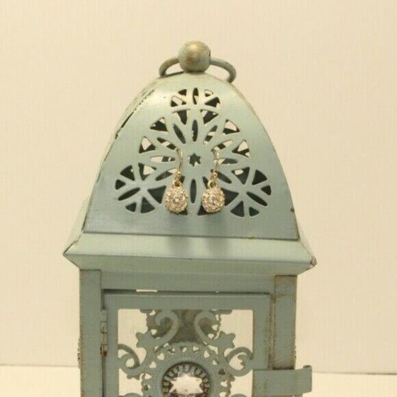 Anthropologie Classic Dangle Earrings Crystal Stone Gold Tone New - Picture 3 of 3